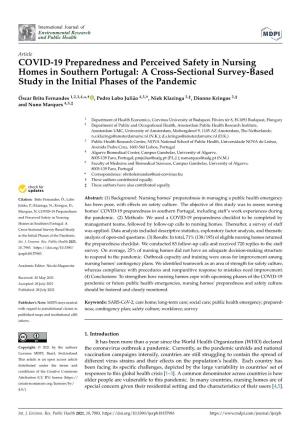 COVID-19 Preparedness and Perceived Safety in Nursing Homes in Southern Portugal: a Cross-Sectional Survey-Based Study in the Initial Phases of the Pandemic