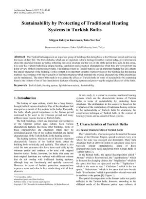 Turkish Bath, Heating System, Spatial Characteristic, Sustainability