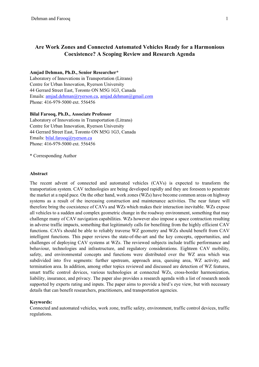 Are Work Zones and Connected Automated Vehicles Ready for a Harmonious Coexistence? a Scoping Review and Research Agenda