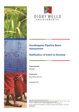 Goudkoppies Pipeline Basic Assessment Notification of Intent To
