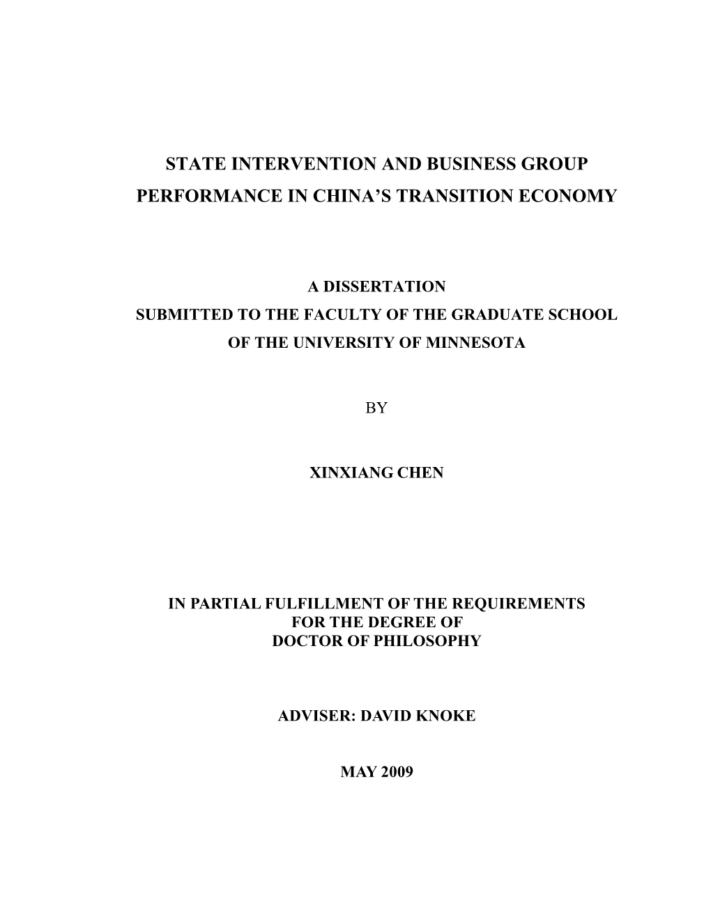 State Intervention and Business Group Performance in China's Transition