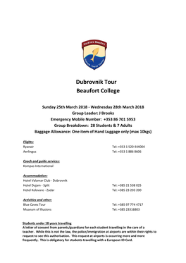 Dubrovnik Tour Beaufort College