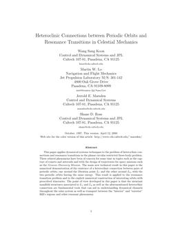 Heteroclinic Connections Between Periodic Orbits and Resonance Transitions in Celestial Mechanics