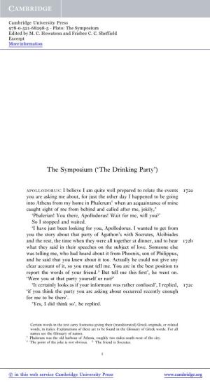 The Symposium ('The Drinking Party')