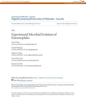 Experimental Microbial Evolution of Extremophiles Paul H