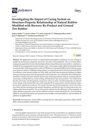 Investigating the Impact of Curing System on Structure-Property Relationship of Natural Rubber Modiﬁed with Brewery By-Product and Ground Tire Rubber