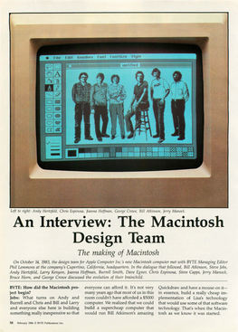 The Macintosh Design Team, February 1984, BYTE Magazine