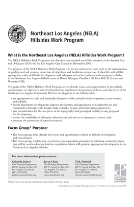 Northeast Los Angeles (NELA) Hillsides Work Program