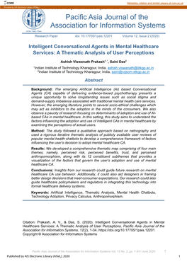 Intelligent Conversational Agents in Mental Healthcare Services