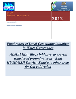 Final Report of Local Community Initiatives in Water N