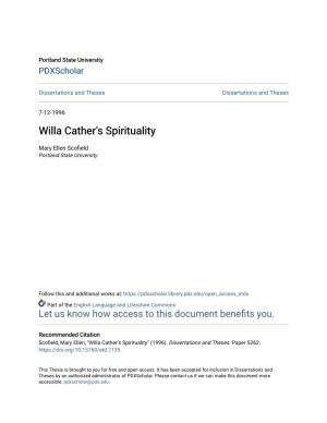Willa Cather's Spirituality