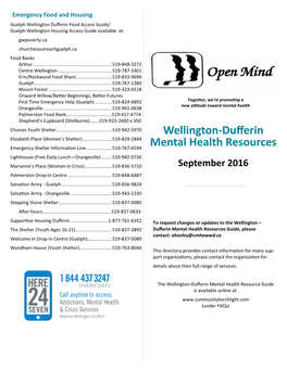Wellington-Dufferin Mental Health Resources
