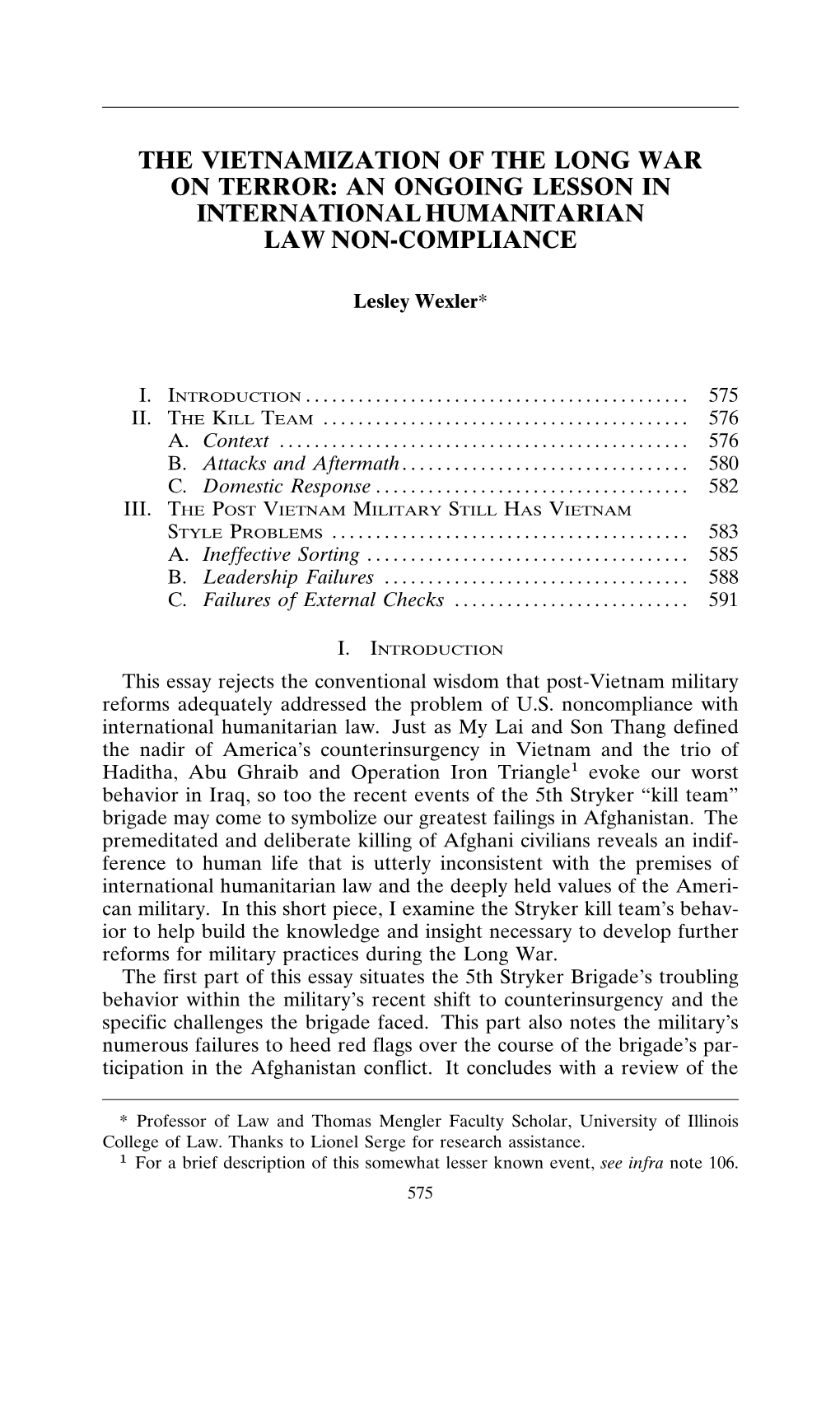 The Vietnamization of the Long War on Terror: an Ongoing Lesson in International Humanitarian Law Non-Compliance