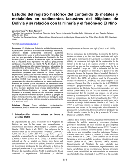 Estudio Del Registro Histórico Del Contenido De Metales Y Metaloides