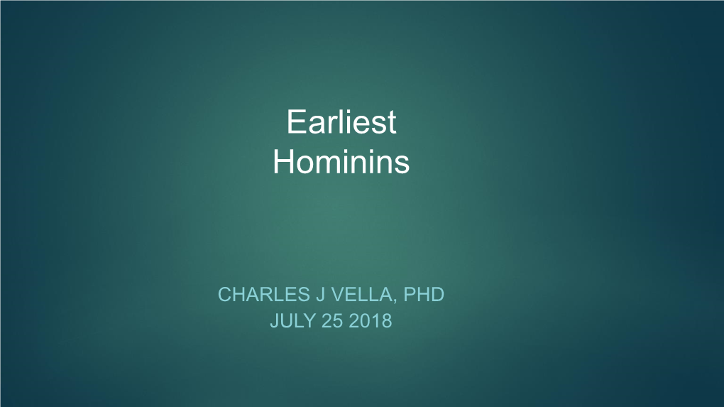 Class 2: Early Hominids
