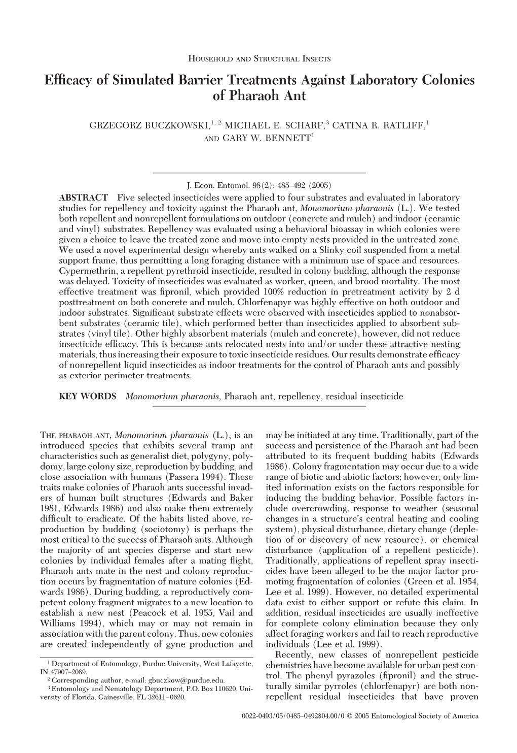 Efficacy of Simulated Barrier Treatments Against Laboratory