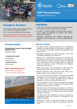 WFP Mozambique Situation Report #1