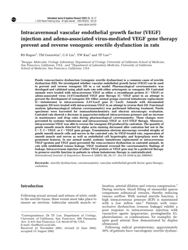 Intracavernosal Vascular Endothelial Growth Factor (VEGF)