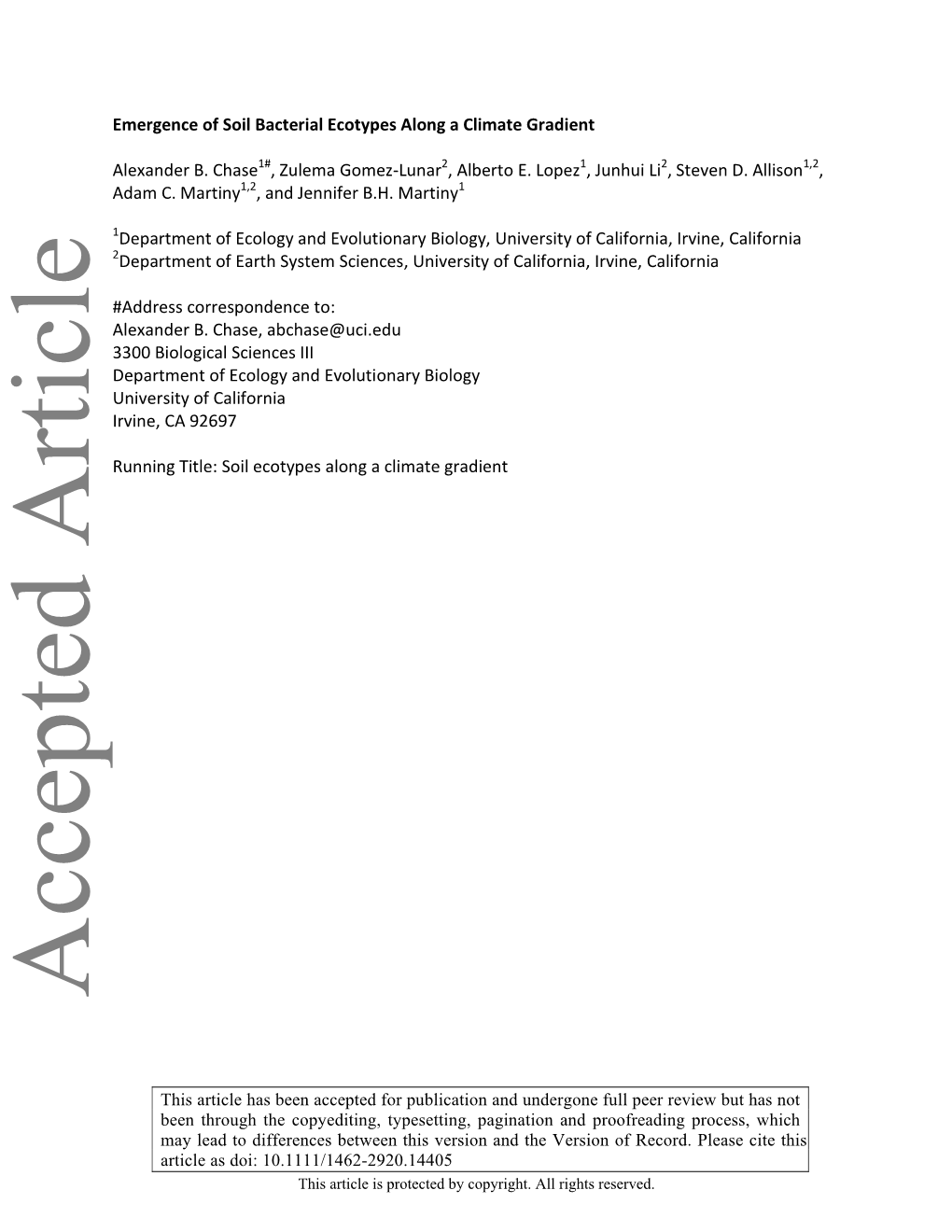 Soil Ecotypes Along a Climate Gradient