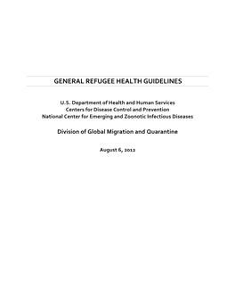 General Refugee Health Guidelines