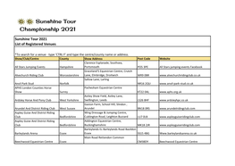 Sunshine Tour 2021 List of Registered Venues