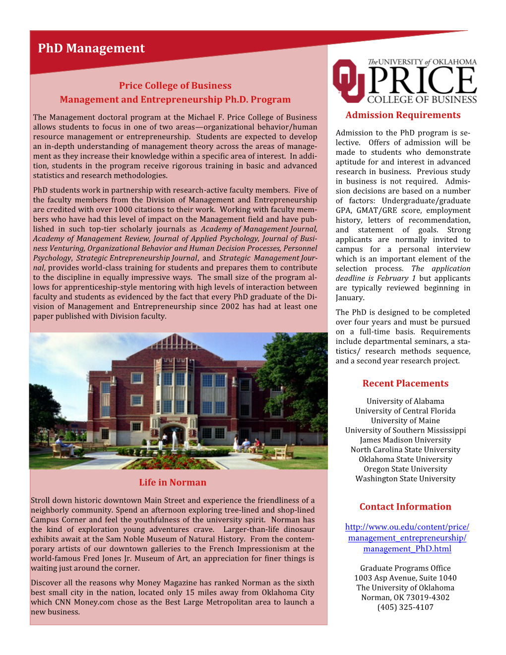 Phd in Management Program Flyer