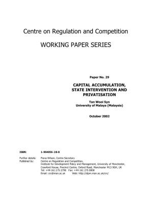 Centre on Regulation and Competition WORKING PAPER
