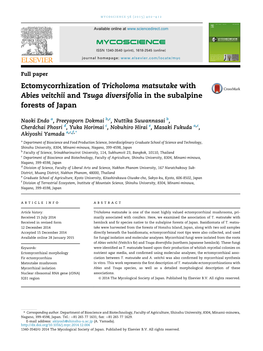 Ectomycorrhization of Tricholoma Matsutake with Abies Veitchii and Tsuga Diversifolia in the Subalpine Forests of Japan