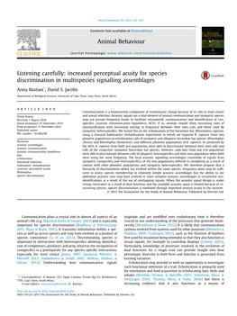 Listening Carefully: Increased Perceptual Acuity for Species Discrimination in Multispecies Signalling Assemblages