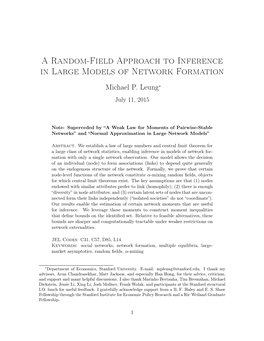 A Random-Field Approach to Inference in Large Models of Network Formation