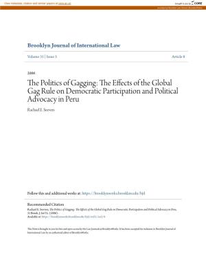 The Effects of the Global Gag Rule on Democratic Participation and Political Advocacy in Peru, 31 Brook
