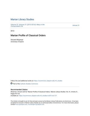 Marian Profile of Classical Orders