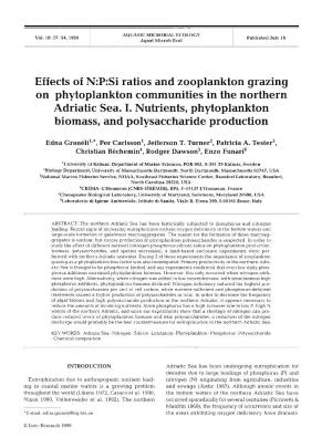 Effects of N:P:Si Ratios and Zooplankton Grazing on Phytoplankton Communities in the Northern Adriatic Sea