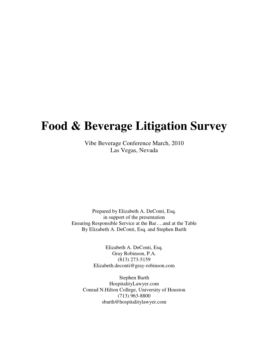 Food & Beverage Litigation Survey