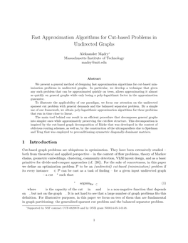 Fast Approximation Algorithms for Cut-Based Problems in Undirected Graphs