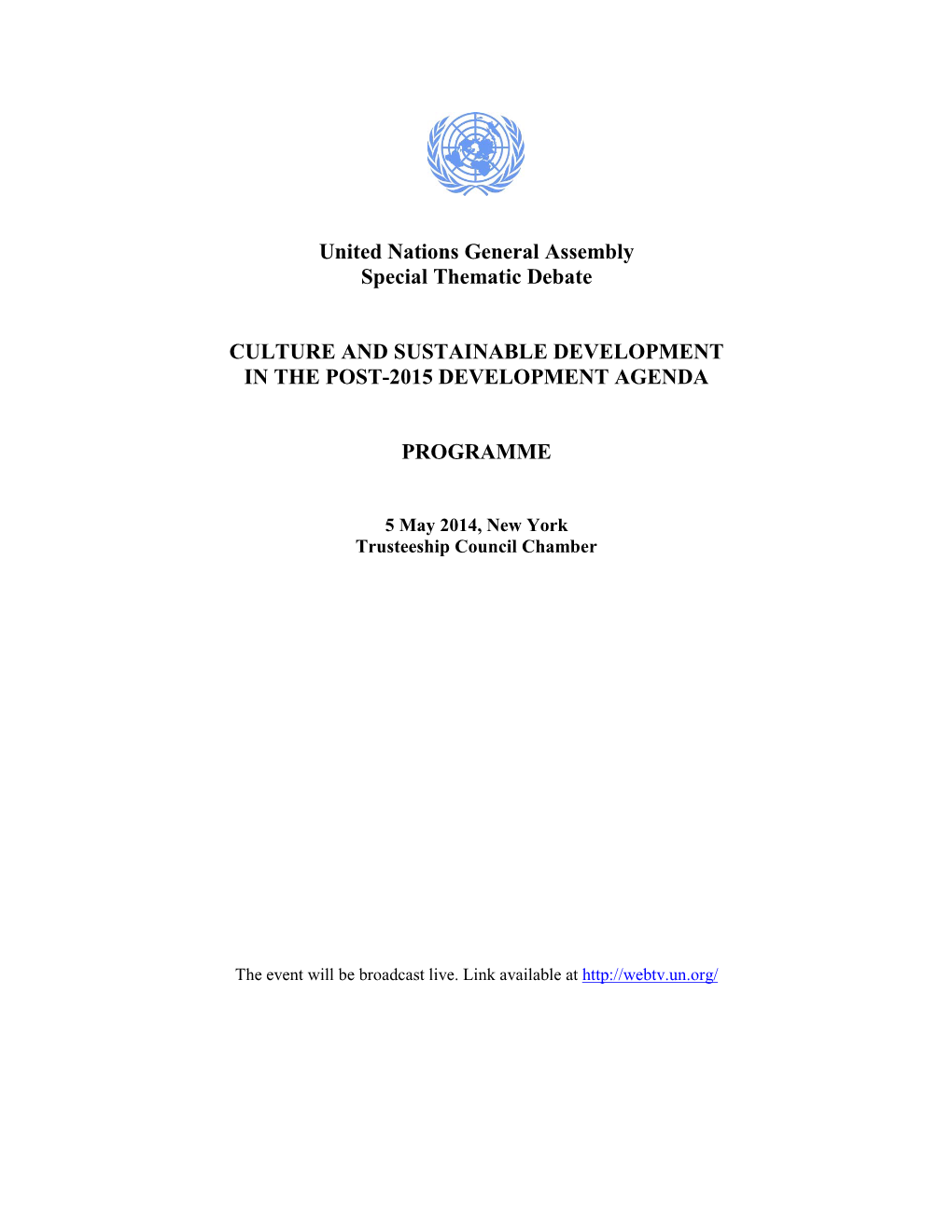 Culture and Sustainable Development in the Post-2015 Development Agenda