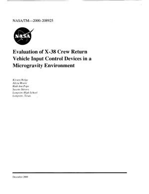 Evaluation of X-38 Crew Return Vehicle Input Control Devices in a Microgravity Environment