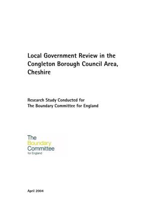 Local Government Review in the Congleton Borough Council Area, Cheshire
