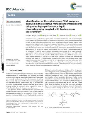 Identification of the Cytochrome P450 Enzymes Involved in the Oxidative