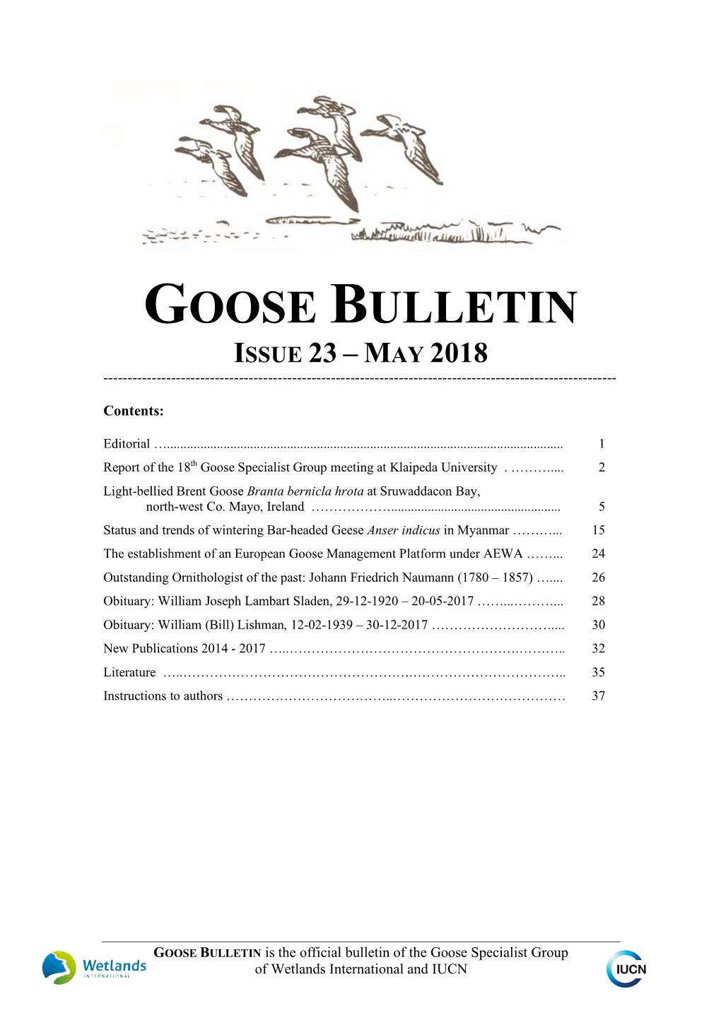 Goose Bulletin Issue 23 – May 2018