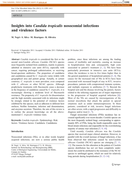 Insights Into Candida Tropicalis Nosocomial Infections and Virulence Factors
