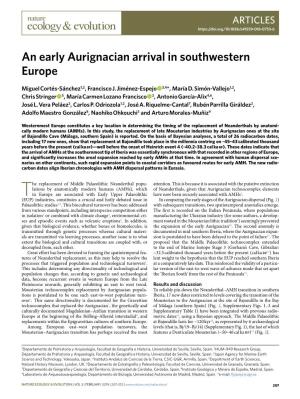 An Early Aurignacian Arrival in Southwestern Europe
