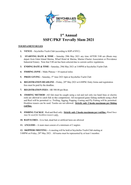 1St Annual SSFC/PKF Trevally Slam 2021