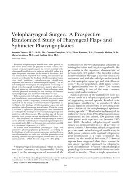 A Prospective Randomized Study of Pharyngeal Flaps and Sphincter Pharyngoplasties