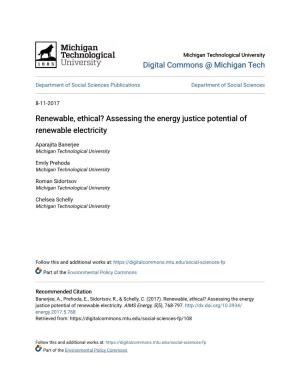Assessing the Energy Justice Potential of Renewable Electricity