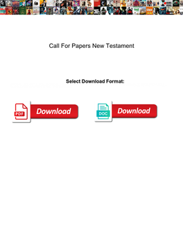 Call for Papers New Testament
