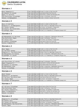 CALENDARIO LA1/0A Carnico / Eccellenza