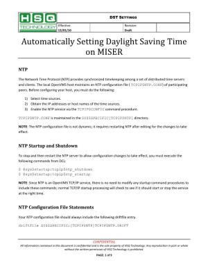 Automatically Setting Daylight Saving Time on MISER