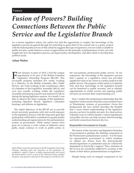 Fusion of Powers? Building Connections Between the Public Service and the Legislative Branch