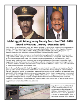 Isiah Leggett, Montgomery County Executive 2006